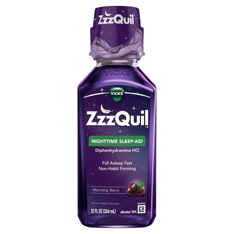 ZzzQuil Liquid Sleep Aid, Diphenhydramine 50mg HCl, Nighttime Sleep Aid Liquid, Sleep Aids for Adul