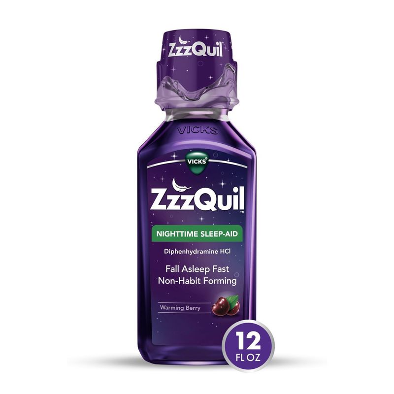 ZzzQuil Liquid Sleep Aid, Diphenhydramine 50mg HCl, Nighttime Sleep Aid Liquid, Sleep Aids for Adul