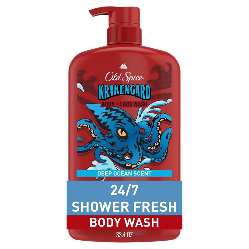 Old Spice Krakengard Deep Ocean Scent Body + Face Wash, 33.4 fl oz