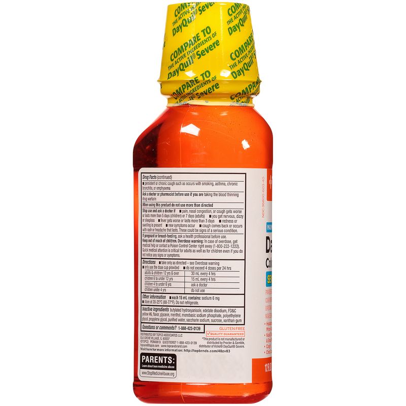 TopCare Guaifenesin Daytime Severe Cold &amp; Flu Liquid, 12 oz