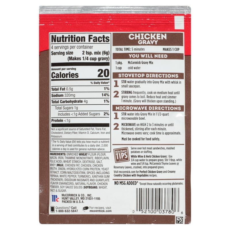 McCormick Chicken Gravy Mix, 0.87 oz