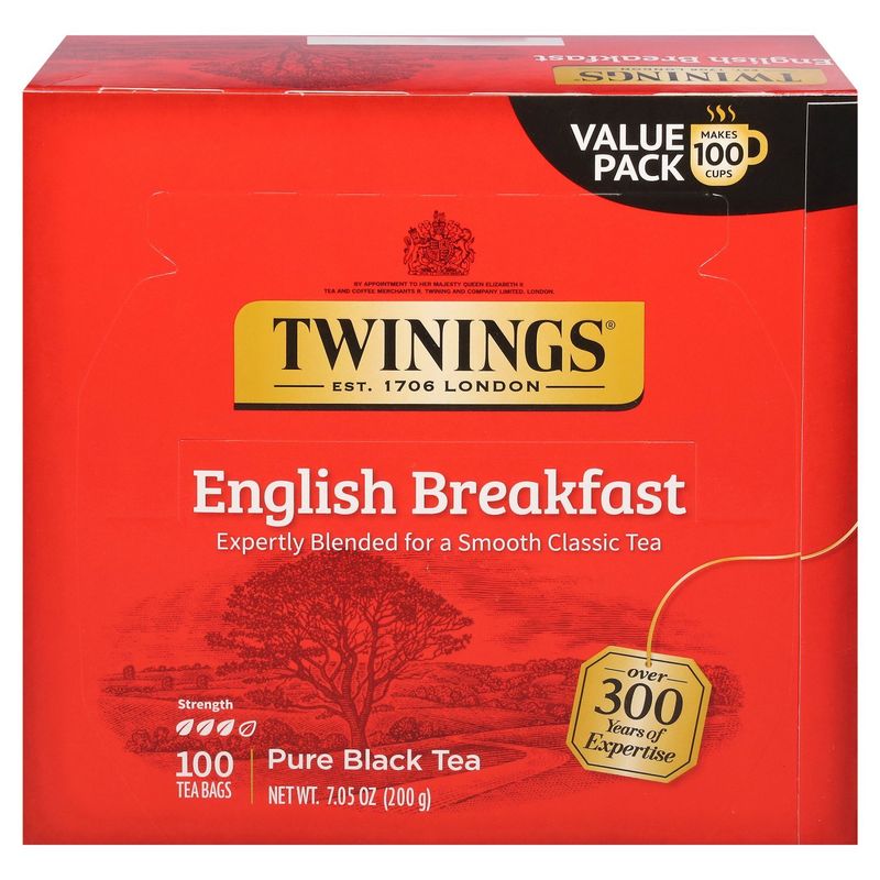 Twinings English Breakfast Pure Black Tea Bags Value Pack, 100 count, 7.05 oz