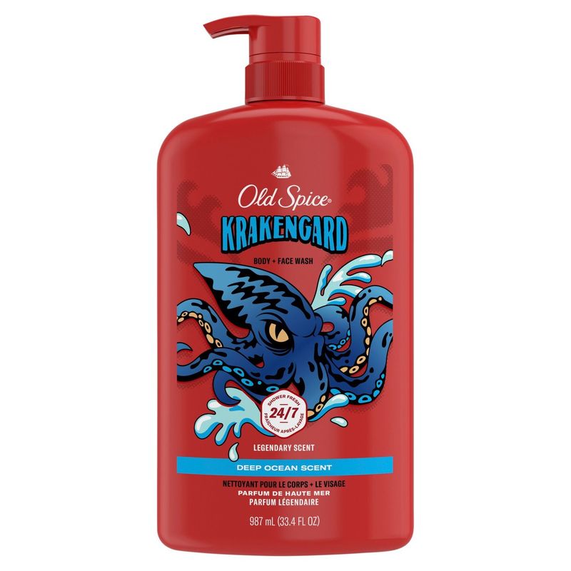 Old Spice Krakengard Deep Ocean Scent Body + Face Wash, 33.4 fl oz