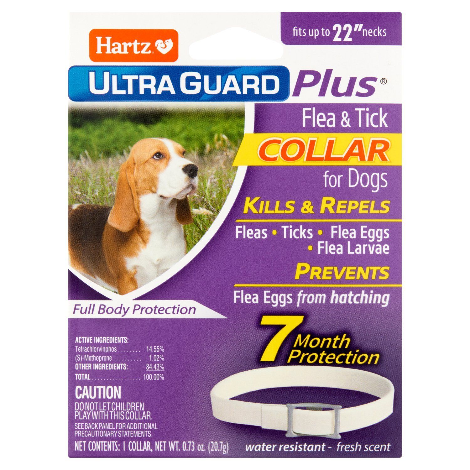 Hartz Ultra Guard Plus Fresh Scent 22" Flea &amp; Tick White Collar for Dogs, 1 count, 0.73 oz