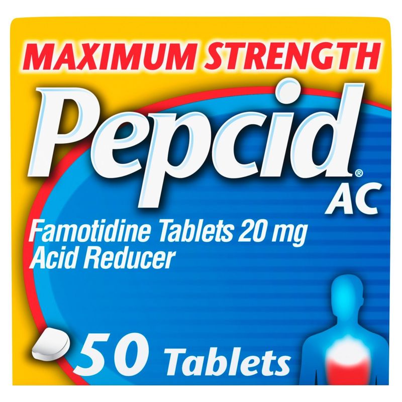 Pepcid AC Maximum Strength Famotidine Tablets, 20 mg, 50 count