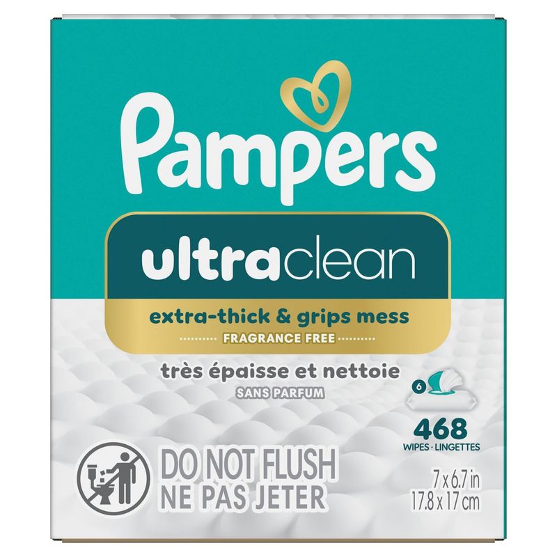 Pampers Ultraclean Fragrance Free Wipes, 468 count