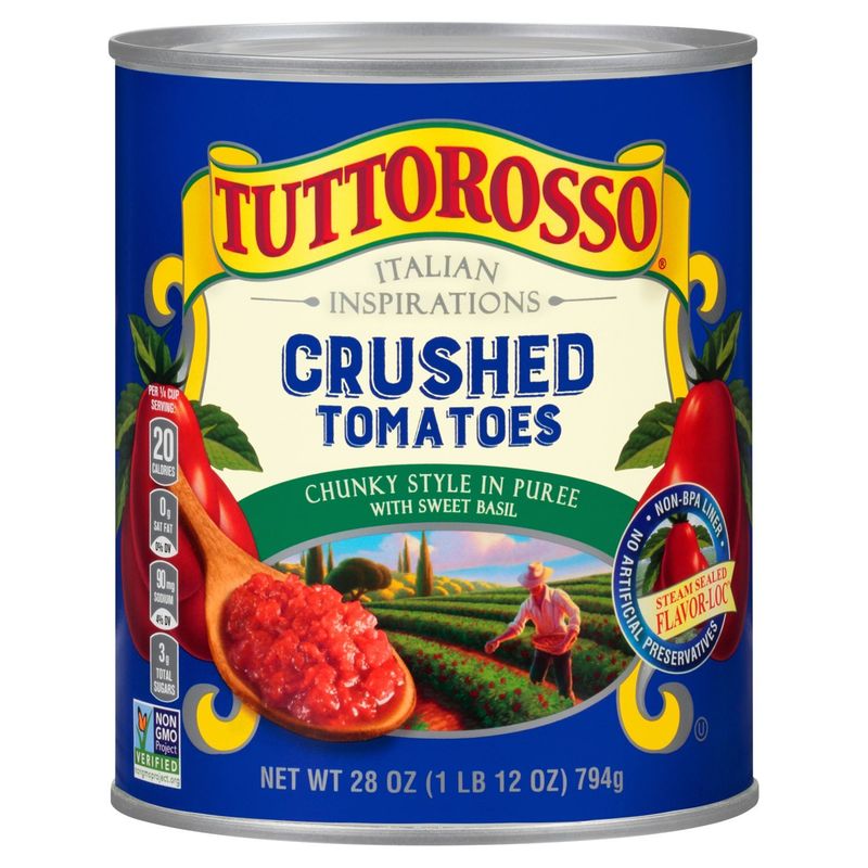 Tuttorosso Italian Inspirations Chunky Style in Puree with Sweet Basil Crushed Tomatoes, 28 oz