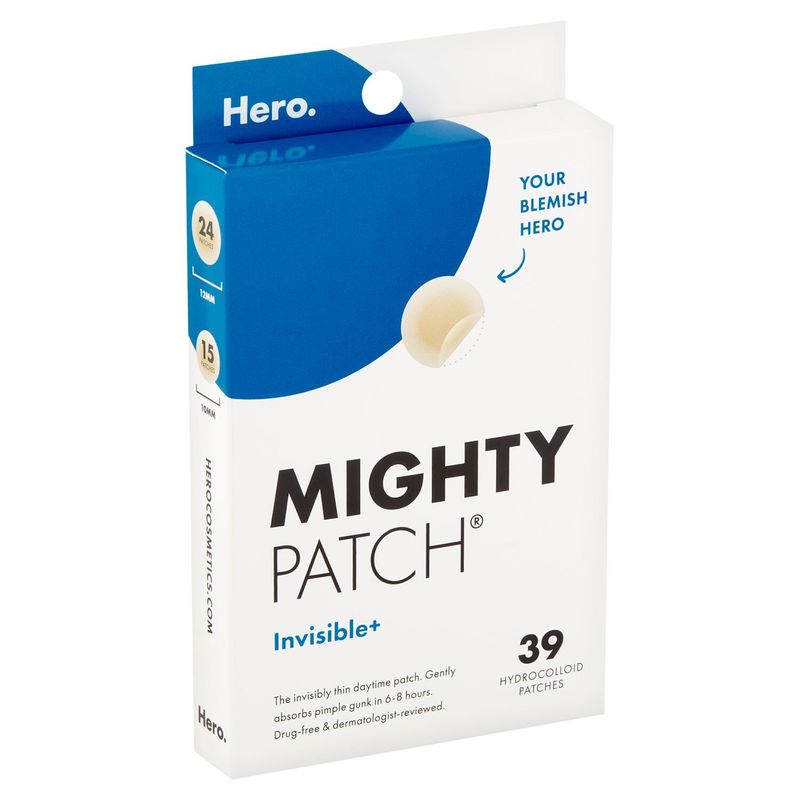 Hero Mighty Patch Invisible+ Hydrocolloid Patches, 39 count