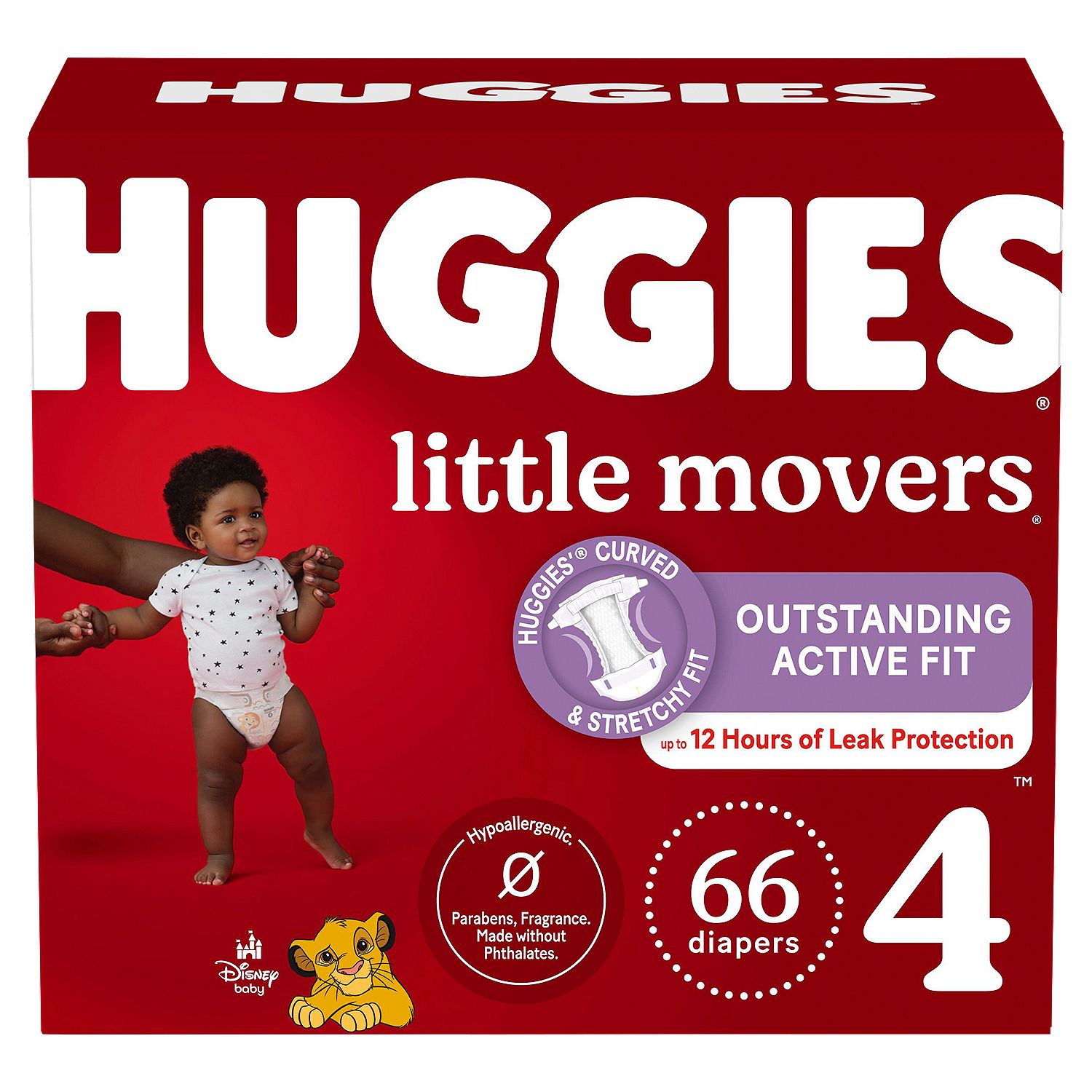 Huggies Little Movers Diapers, Size 4, 22-37 lb, 66 count