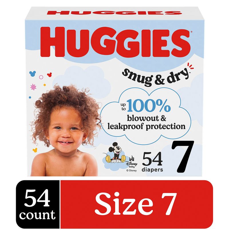 Huggies Snug &amp; Dry Diapers, Size 7, Over 41 lb, 54 count