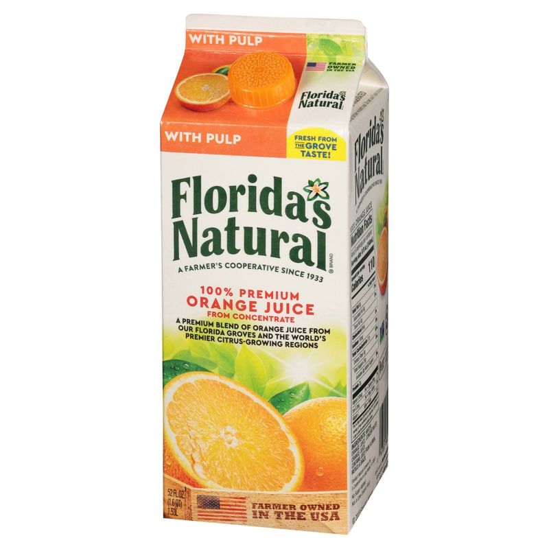 Florida's Natural 100% Premium Orange Juice with Pulp, 52 fl oz