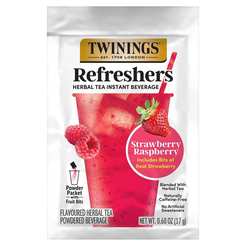 Twinings Refreshers Strawberry Raspberry Flavoured Herbal Tea Powdered Beverage, 5 count, 3.00 oz