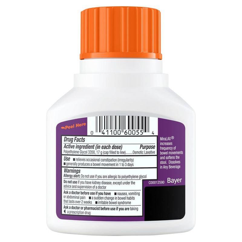 MiraLAX Orange Flavor 7 Once-Daily Doses Osmotic Laxative, 4.1 oz