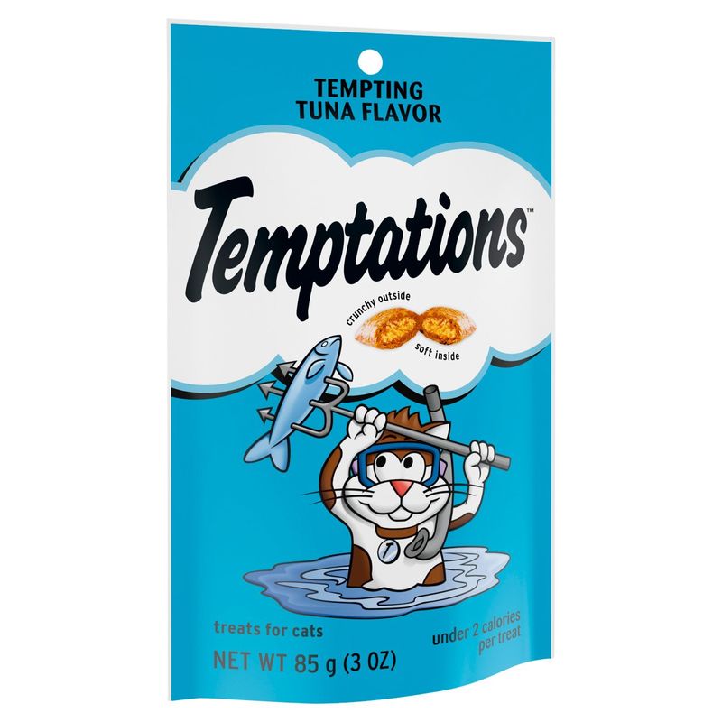 TEMPTATIONS Classic Crunchy and Soft Cat Treats Tempting Tuna Flavor, 3 oz. Pouch
