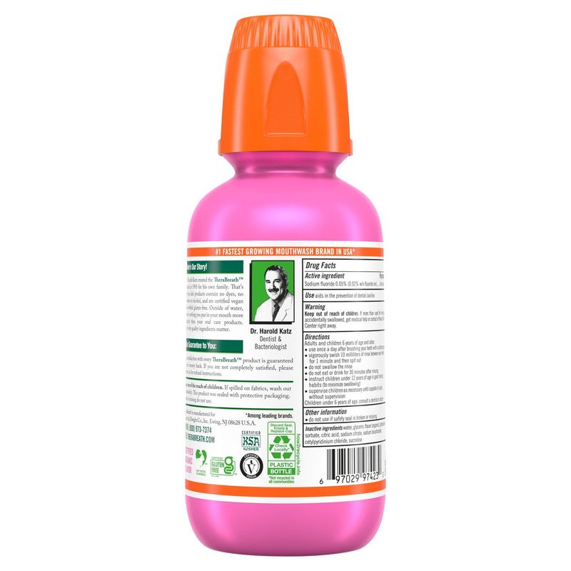TheraBreath Bubblegum Blast Kids Anticavity Fluoride Oral Rinse, 10 fl oz
