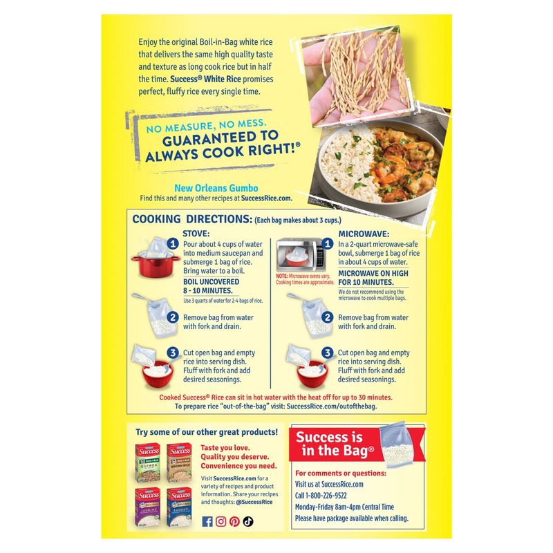 Success Boil-in-Bag White Rice Family Size, 6 count, 32 oz