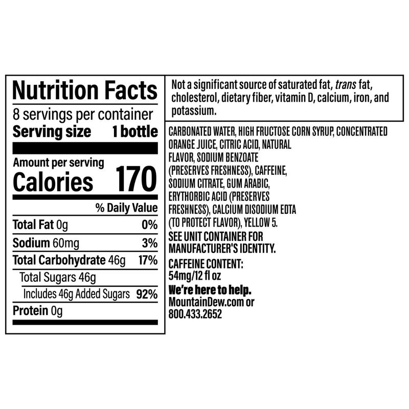 Mountain Dew Soda Citrus 12 Fl Oz, 8 Count