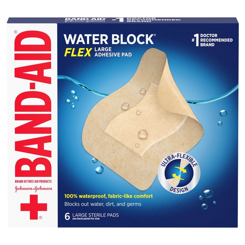 Band-Aid Water Block Flex Large Adhesive Pad, 6 count