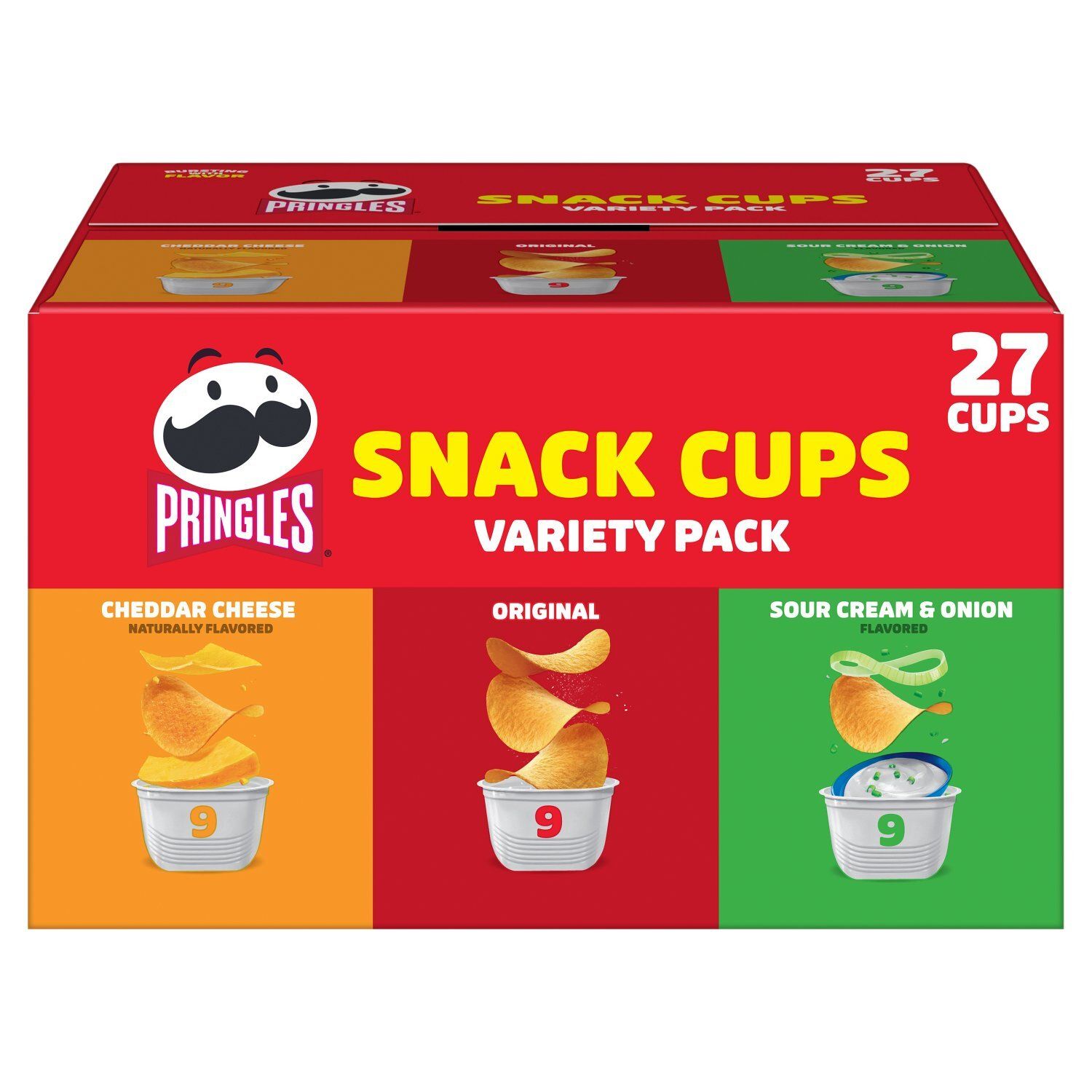 Pringles Snack Cups Potato Crisps Variety Pack, 27 count, 19.3 oz
