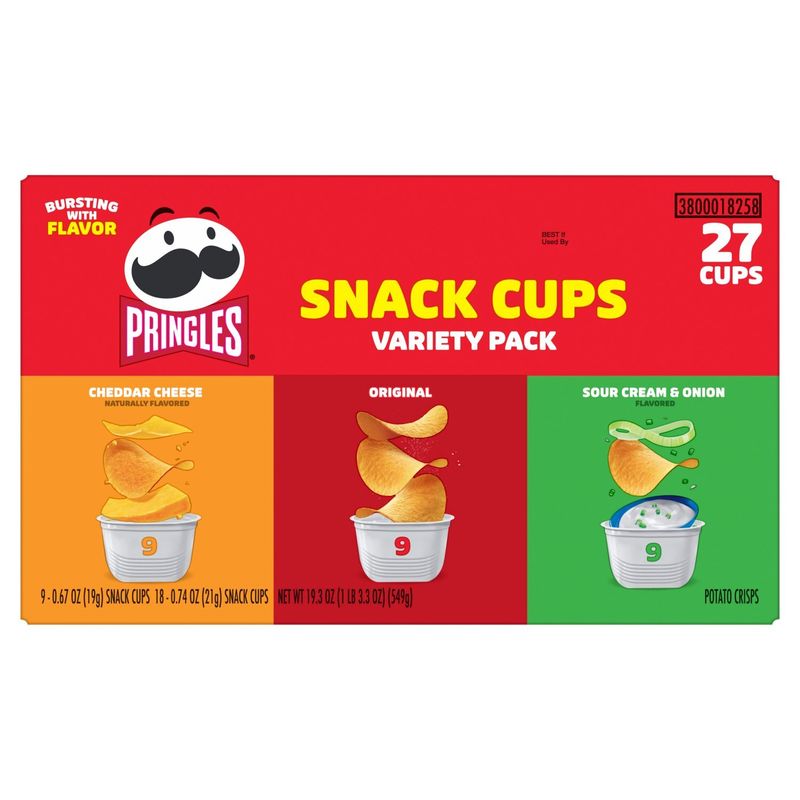 Pringles Snack Cups Potato Crisps Variety Pack, 27 count, 19.3 oz