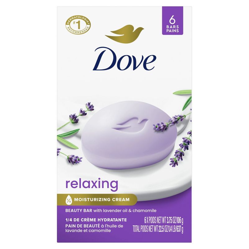 Dove Relaxing Beauty Bar with Lavender Oil &amp; Chamomile, 3.75 oz, 6 count
