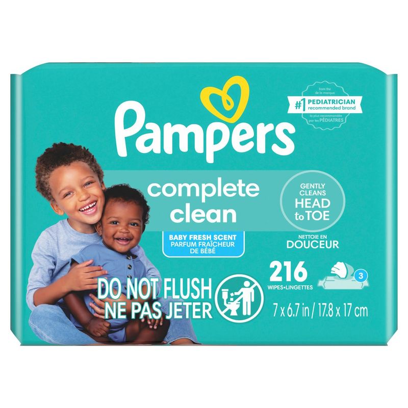 Pampers Complete Clean Baby Fresh Scent Wipes, 216 count