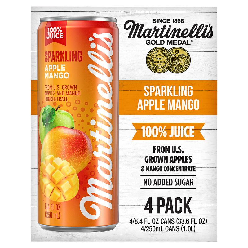 Martinelli's Gold Medal Sparkling Apple Mango Juice, 8.4 fl oz, 4 count
