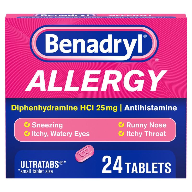 Benadryl Ultratabs Antihistamine Allergy Relief Tablets, 24 ct