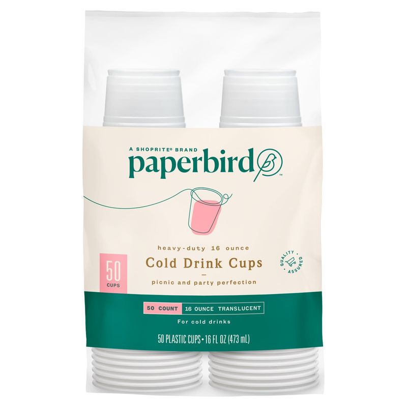 Paperbird Heavy-Duty 16 Ounce Translucent Cold Drink Cups, 50 count
