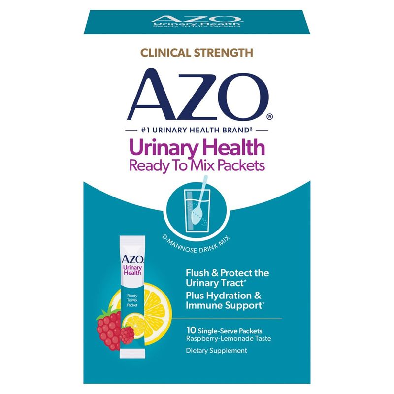 AZO Urinary Health Ready to Mix Packets Raspberry-Lemonade Taste Dietary Supplement, 10 count