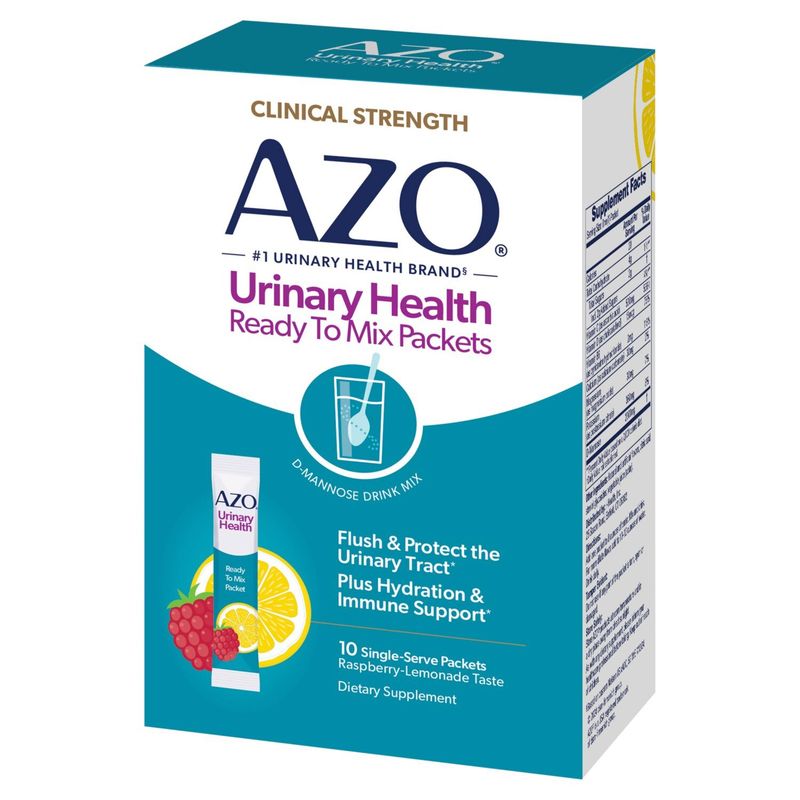 AZO Urinary Health Ready to Mix Packets Raspberry-Lemonade Taste Dietary Supplement, 10 count