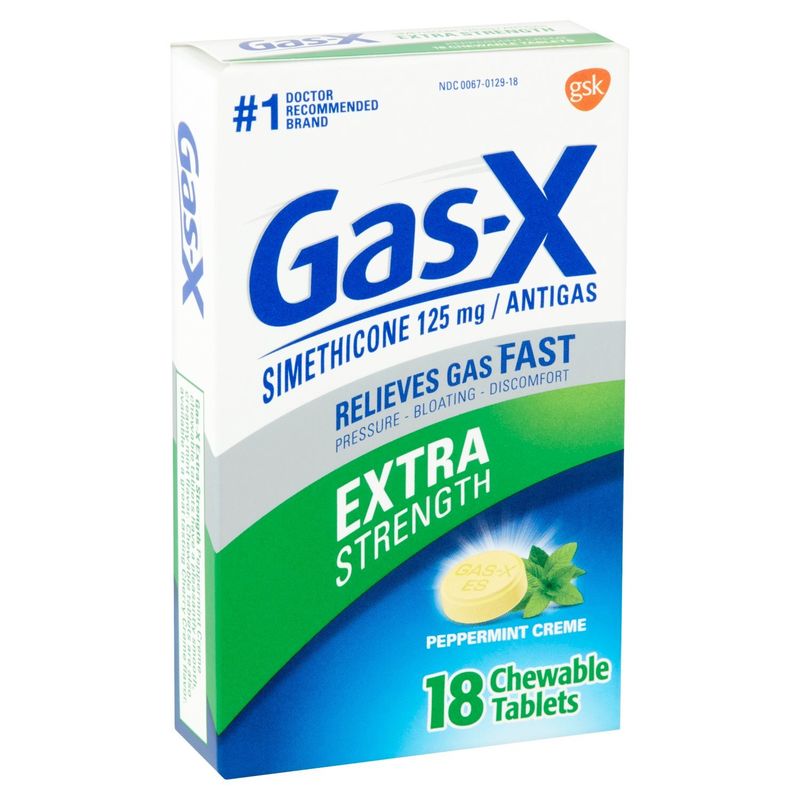 Gas-X Extra Strength Peppermint Creme Simethicone Chewable Tablets, 125 mg, 18 count