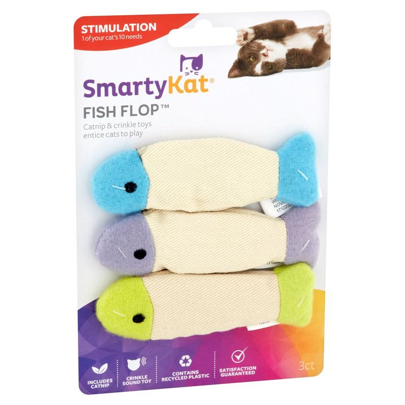 Smarty Kat Fish Flop Catnip &amp; Crinkle Toys, 3 count