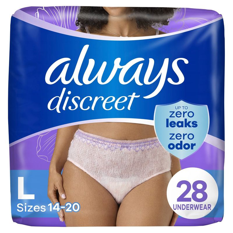 Always Discreet Maximum Underwear, L, Sizes 14-20, 28 count