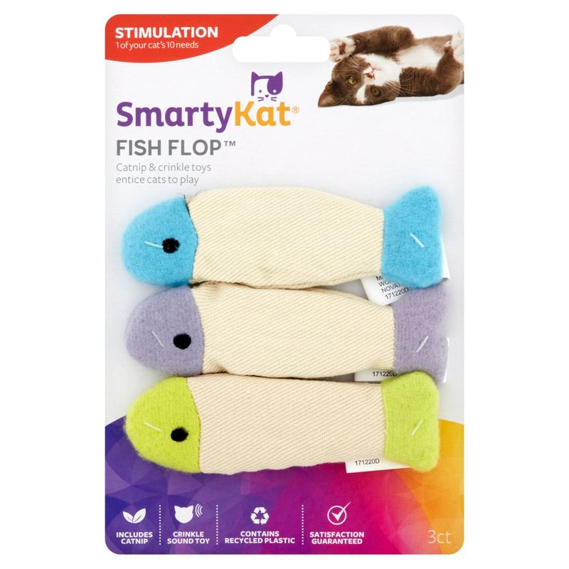 Smarty Kat Fish Flop Catnip &amp; Crinkle Toys, 3 count
