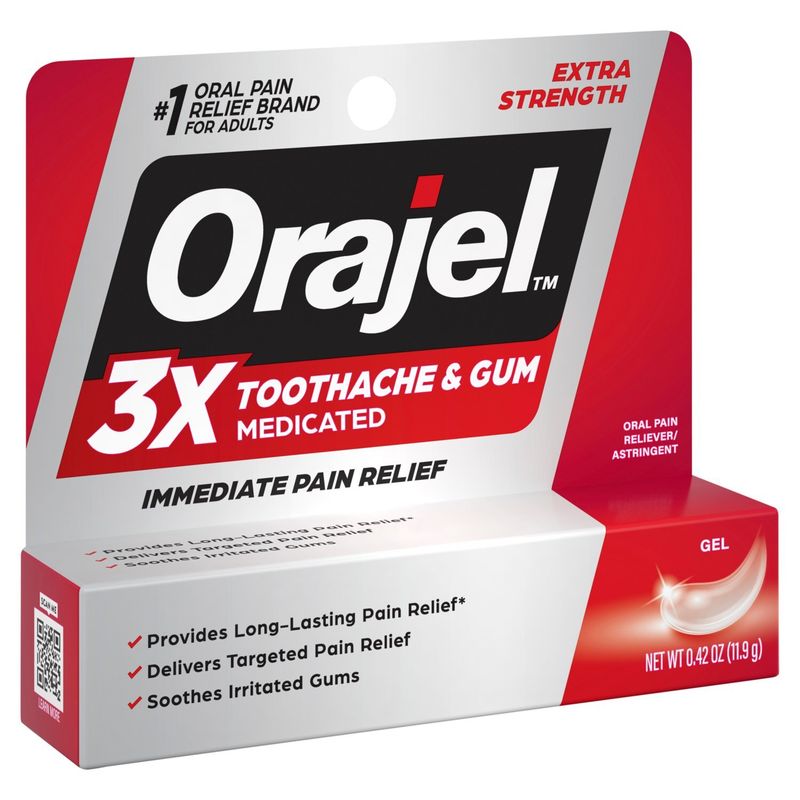 Orajel Extra Strength Medicated Oral Pain Reliever/Astringent Gel, 0.42 oz