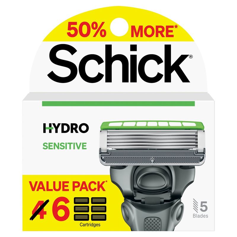 Schick Hydro Sensitive 5 Blades Cartridges Value Pack, 6 count