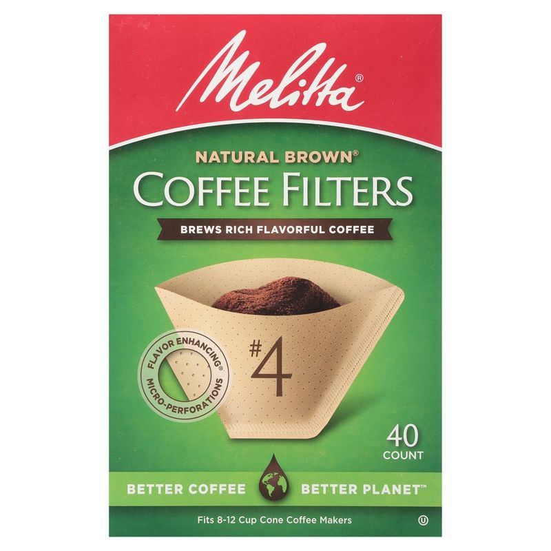 Melitta Natural Brown #4 Coffee Filters, 40 count