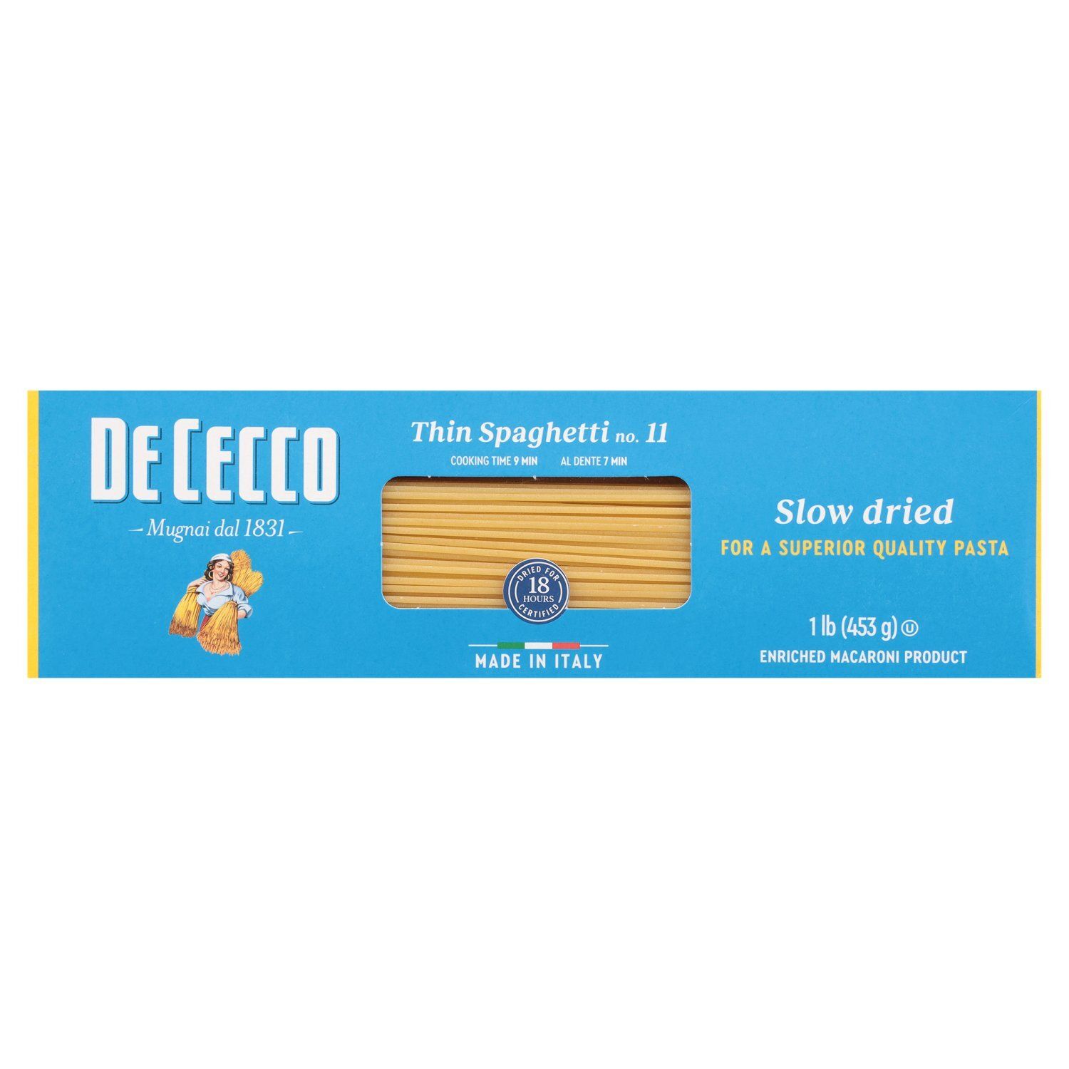 De Cecco Thin Spaghetti No. 11 Slow Dried Pasta, 1 lb