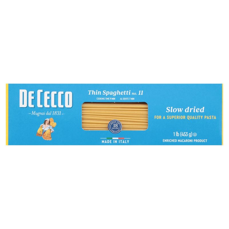 De Cecco Thin Spaghetti No. 11 Slow Dried Pasta, 1 lb