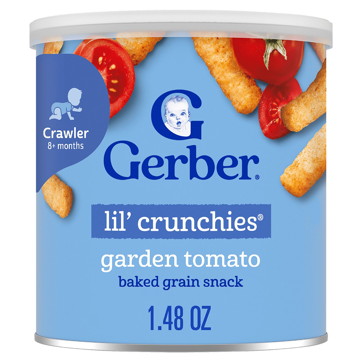 Gerber Lil' Crunchies Garden Tomato Baked Grain Snack Baby Food, Crawler 8+ months, 1.48 oz