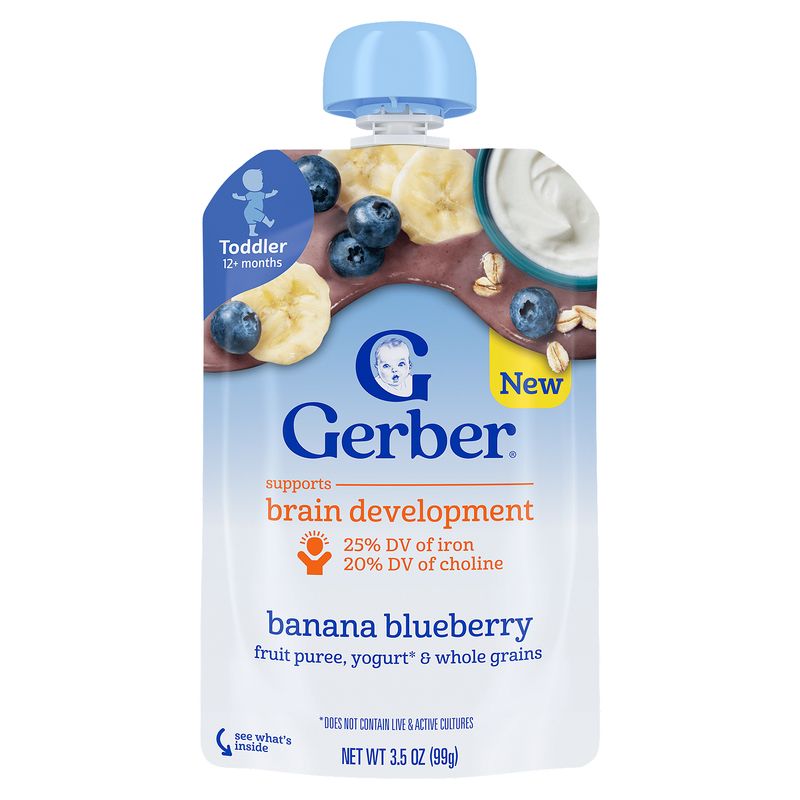 Gerber Banana Blueberry Baby Food, Toddler 12+ months, 3.5 oz