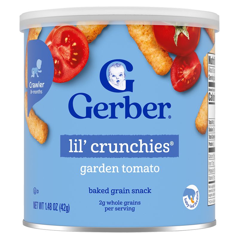 Gerber Lil' Crunchies Garden Tomato Baked Grain Snack Baby Food, Crawler 8+ months, 1.48 oz