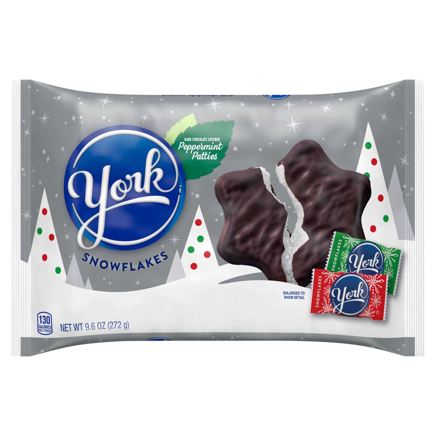 YORK Dark Chocolate Peppermint Patties Snowflakes, Christmas Candy Bag, 9.6 oz