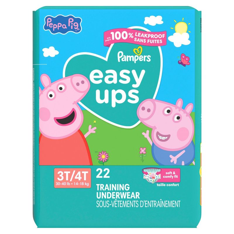 Pampers Peppa Pig Easy Ups Training Underwear Jumbo Pack, Size 3T/4T, 30-40 lb, 22 count