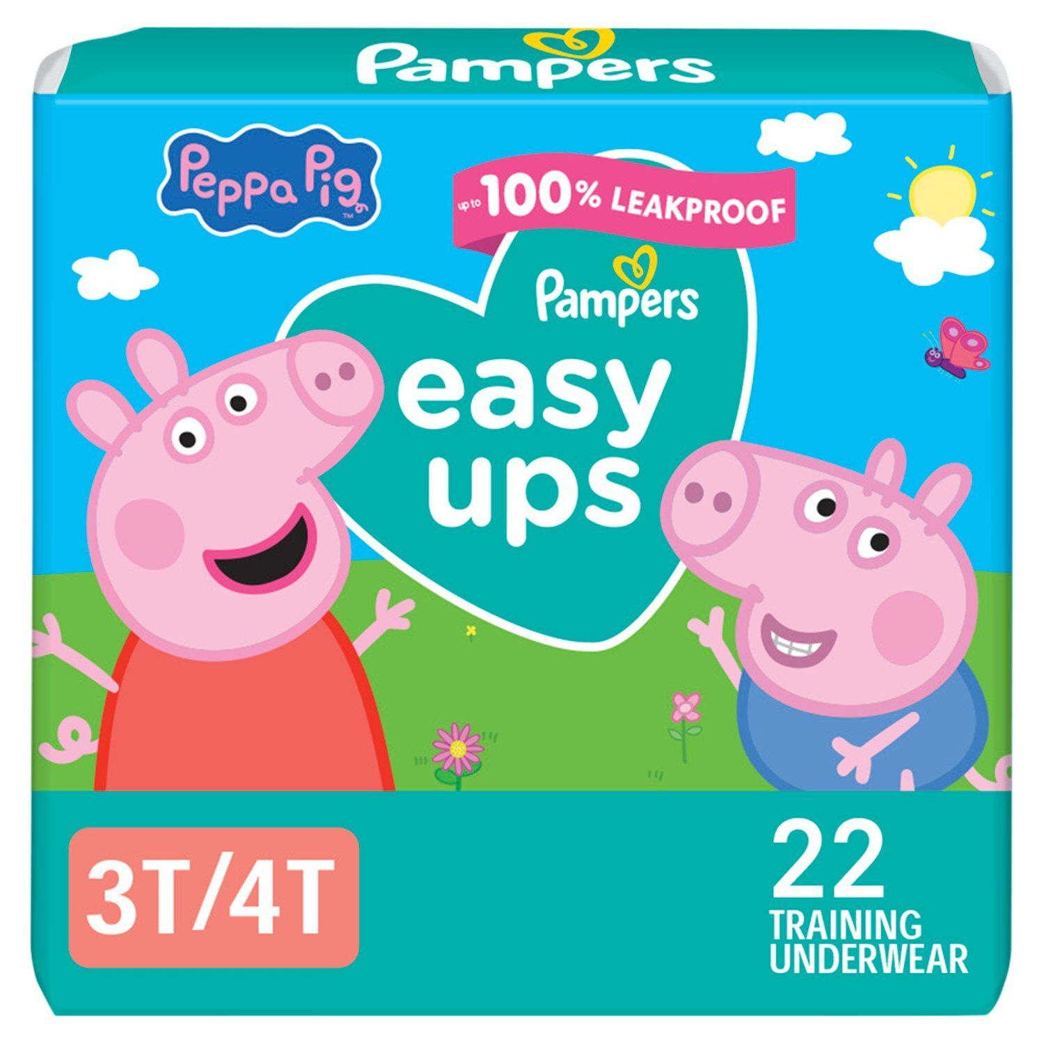 Pampers Peppa Pig Easy Ups Training Underwear Jumbo Pack, Size 3T/4T, 30-40 lb, 22 count