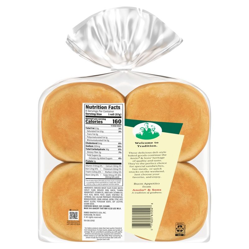 Anzio &amp; Sons Bakery Kaiser Enriched Rolls, 8 count, 1 lb