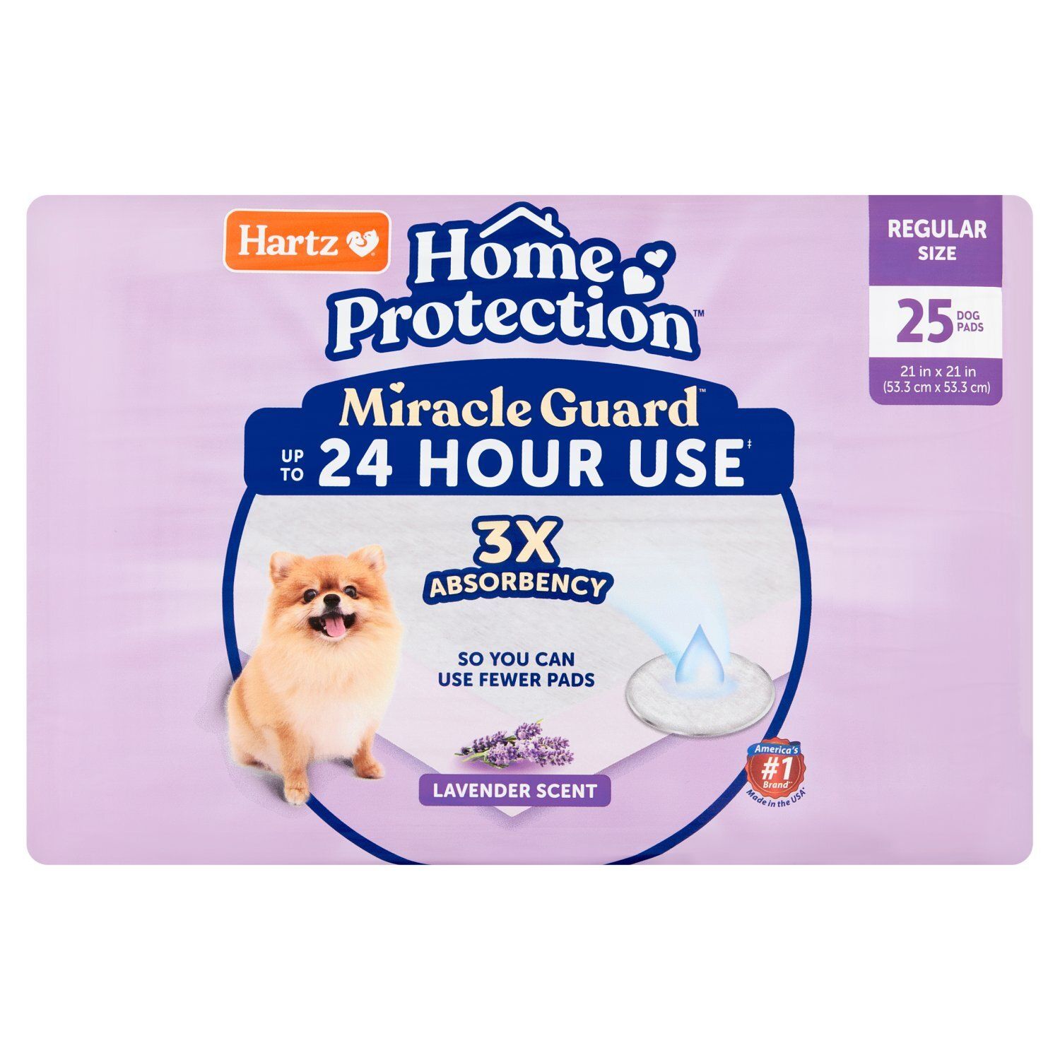 Hartz Home Protection Miracle Guard Lavender Scent Dog Pads Regular Size, 25 count