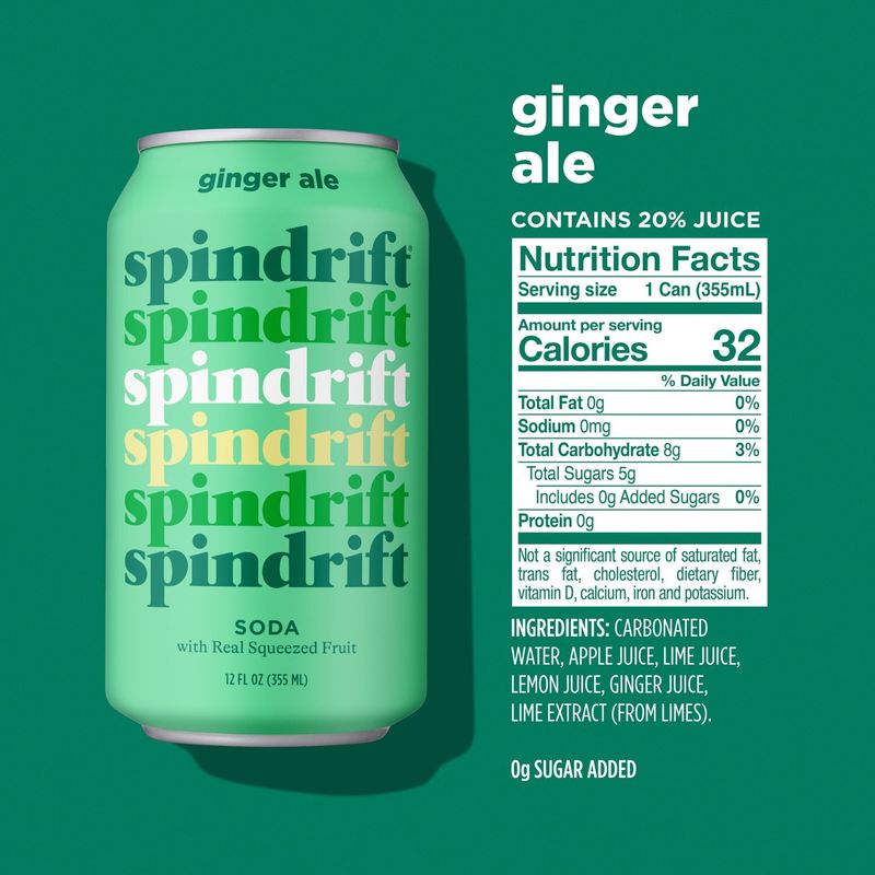 Spindrift Ginger Ale Soda, 355 ml