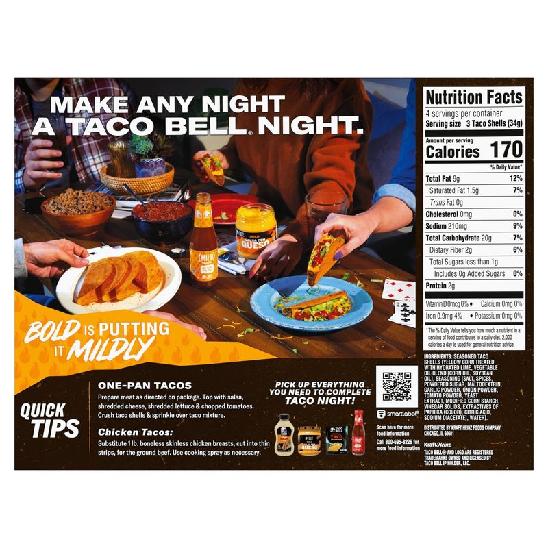 Taco Bell Mild Seasoned Flavor Crunchy Taco Shells, 12 count, 4.8 oz